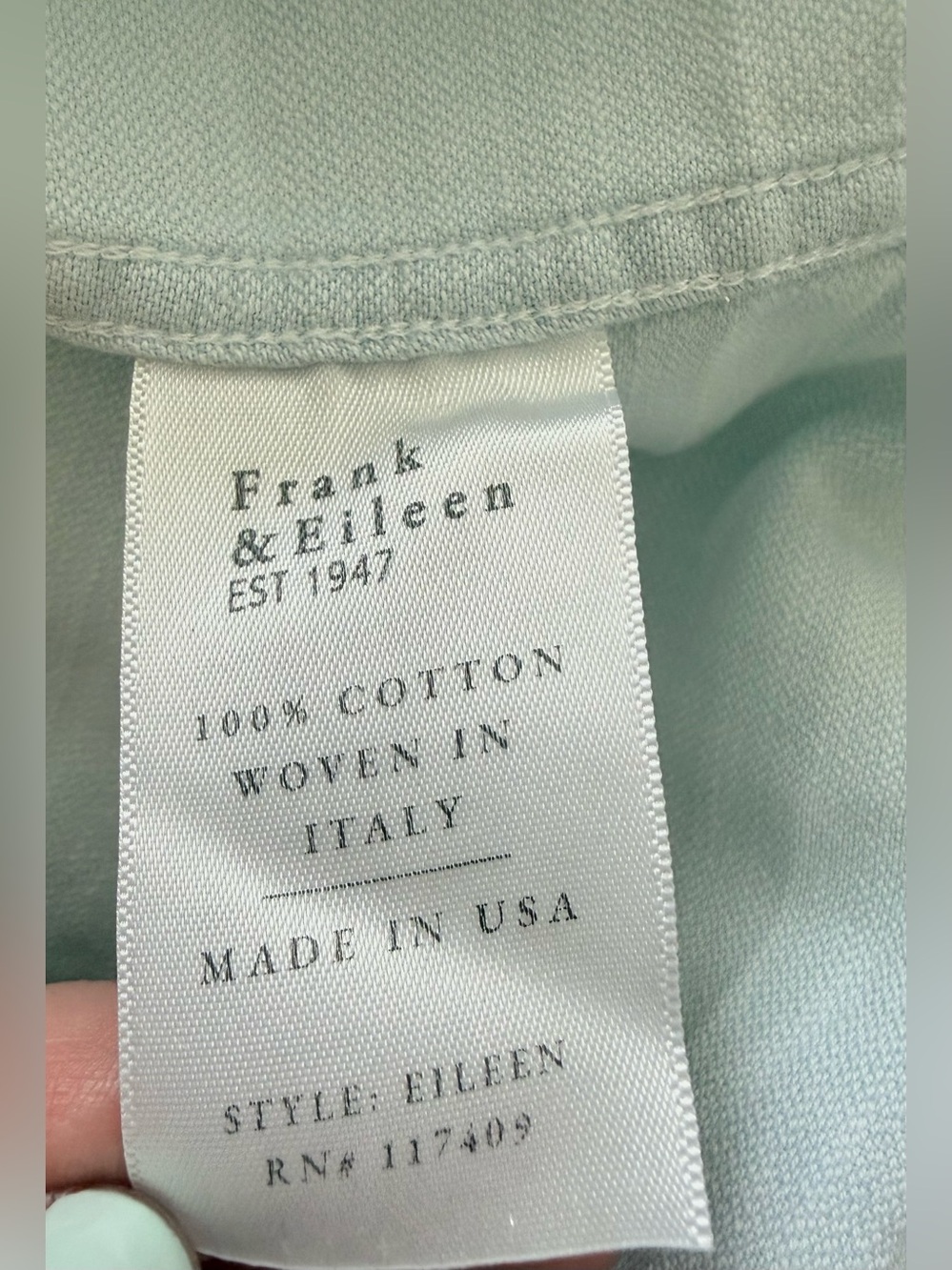 FRANK & EILEEN Pale Blue Distressed Denim Eileen Button-Up Shirt Relaxed Casual - Picture 5 of 5